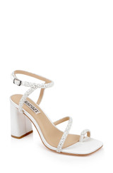 White | Dalilah Strappy Bock Heel Sandals Front Side