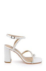 White | Dalilah Strappy Bock Heel Sandals Side