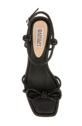 Black Crepe | Dandelion Ankle Strap Kitten Heel Sandals Top