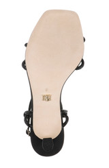 Black Crepe | Dandelion Ankle Strap Kitten Heel Sandals Sole