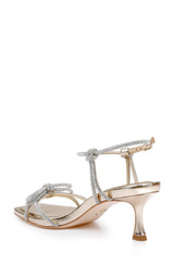 Gold Leather | Dandelion Ankle Strap Kitten Heel Sandals Back Side