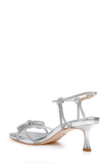 Silver Leather | Dandelion Ankle Strap Kitten Heel Sandals Back Side