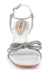 White Crepe | Dandelion Ankle Strap Kitten Heel Sandals Front