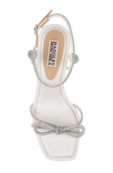 White Crepe | Dandelion Ankle Strap Kitten Heel Sandals Top