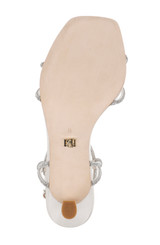 White Crepe | Dandelion Ankle Strap Kitten Heel Sandals Sole