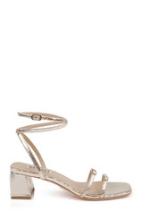Gold Lizard | Dania Ankle Strap Low Block Sandals Side