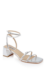 Silver Lizard | Dania Ankle Strap Low Block Sandals Front Side