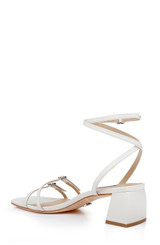 White Leather | Dania Ankle Strap Low Block Sandals Back Side