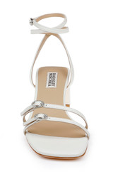 White Leather | Dania Ankle Strap Low Block Sandals Front
