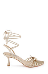 Gold Leather | Darlyn Ankle Tie Mid Heel Sandals Side