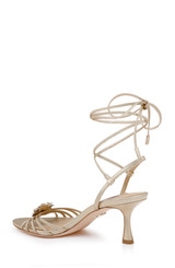 Gold Leather | Darlyn Ankle Tie Mid Heel Sandals Back Side