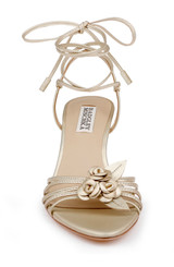 Gold Leather | Darlyn Ankle Tie Mid Heel Sandals Front