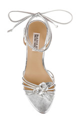 Silver Leather | Darlyn Ankle Tie Mid Heel Sandals Top