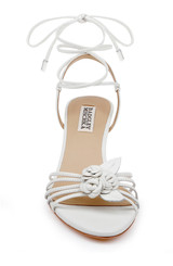 White Leather | Darlyn Ankle Tie Mid Heel Sandals Front