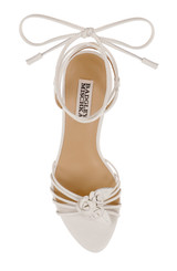 White Leather | Darlyn Ankle Tie Mid Heel Sandals Top