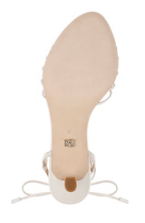 White Leather | Darlyn Ankle Tie Mid Heel Sandals Sole