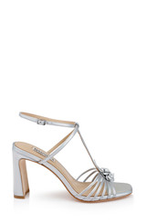 Silver Iridescent | Debora T-Strap Block Heel Sandals Side