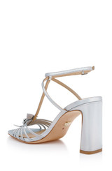 Silver Iridescent | Debora T-Strap Block Heel Sandals Back Side