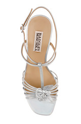 Silver Iridescent | Debora T-Strap Block Heel Sandals Top