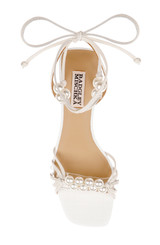 White Leather | Deja Ankle Tie Low Block Sandals Top