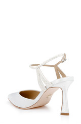 White | Destinee Pointed Toe Satin Pumps Back Side