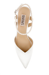 White | Destinee Pointed Toe Satin Pumps Top