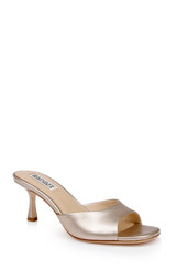 Champagne Leather | Draya Open Toe Mid Heel Mules Front Side