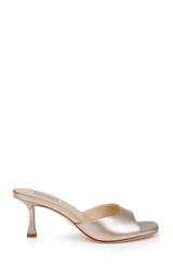 Champagne Leather | Draya Open Toe Mid Heel Mules Side