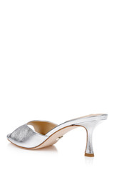 Silver Leather | Draya Open Toe Mid Heel Mules Back Side