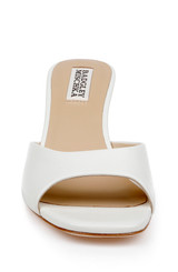 White Leather | Draya Open Toe Mid Heel Mules Front