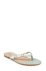 Seaglass | Dyana Pearl Embellished Thong Sandals Front Side