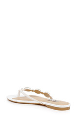 White Leather | Dyana Pearl Embellished Thong Sandals Back Side