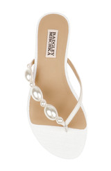 White Leather | Dyana Pearl Embellished Thong Sandals Top