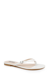 White Leather | Dynah Leather Thong Sandals Front Side
