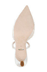 White | Duchess Pointed Toe Pearl Heeled Mules Sole
