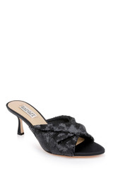 Black Sequins | Gailea Heeled Sequin Mules Front Side