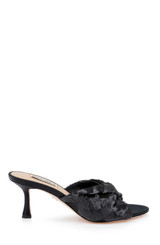 Black Sequins | Gailea Heeled Sequin Mules Side