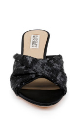 Black Sequins | Gailea Heeled Sequin Mules Front