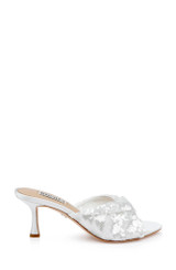 White Sequins | Gailea Heeled Sequin Mules Side