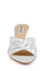 White Sequins | Gailea Heeled Sequin Mules Front