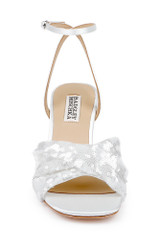 White Sequins | Gema Sequin Block Heel Sandals Front