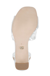 White Sequins | Gema Sequin Block Heel Sandals Sole