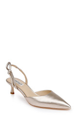 Champagne Leather | Gentry Mid Heel Slingback Pumps Front Side