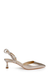Champagne Leather | Gentry Mid Heel Slingback Pumps Side
