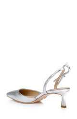 Silver Leather | Gentry Mid Heel Slingback Pumps Back Side