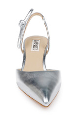 Silver Leather | Gentry Mid Heel Slingback Pumps Front