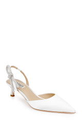 White | Gentry Mid Heel Slingback Pumps Front Side