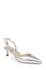 Silver Leather | Gentry II Mid Slingback Pumps Front Side