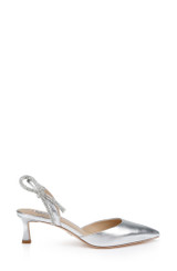 Silver Leather | Gentry II Mid Slingback Pumps Side