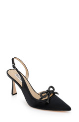Black | Georgie Pointed Slingback Pumps Front Side